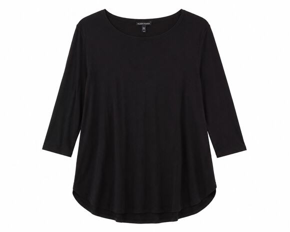 Eileen Fisher Tops - Eileen Fisher Black Silk Jersey Tunic Top Women’s Small Long Sleeve Minimalist